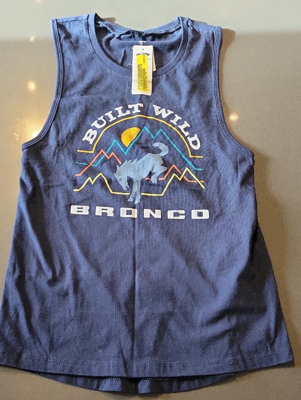 Built Wild Bronco Navy Graphic Tank Top